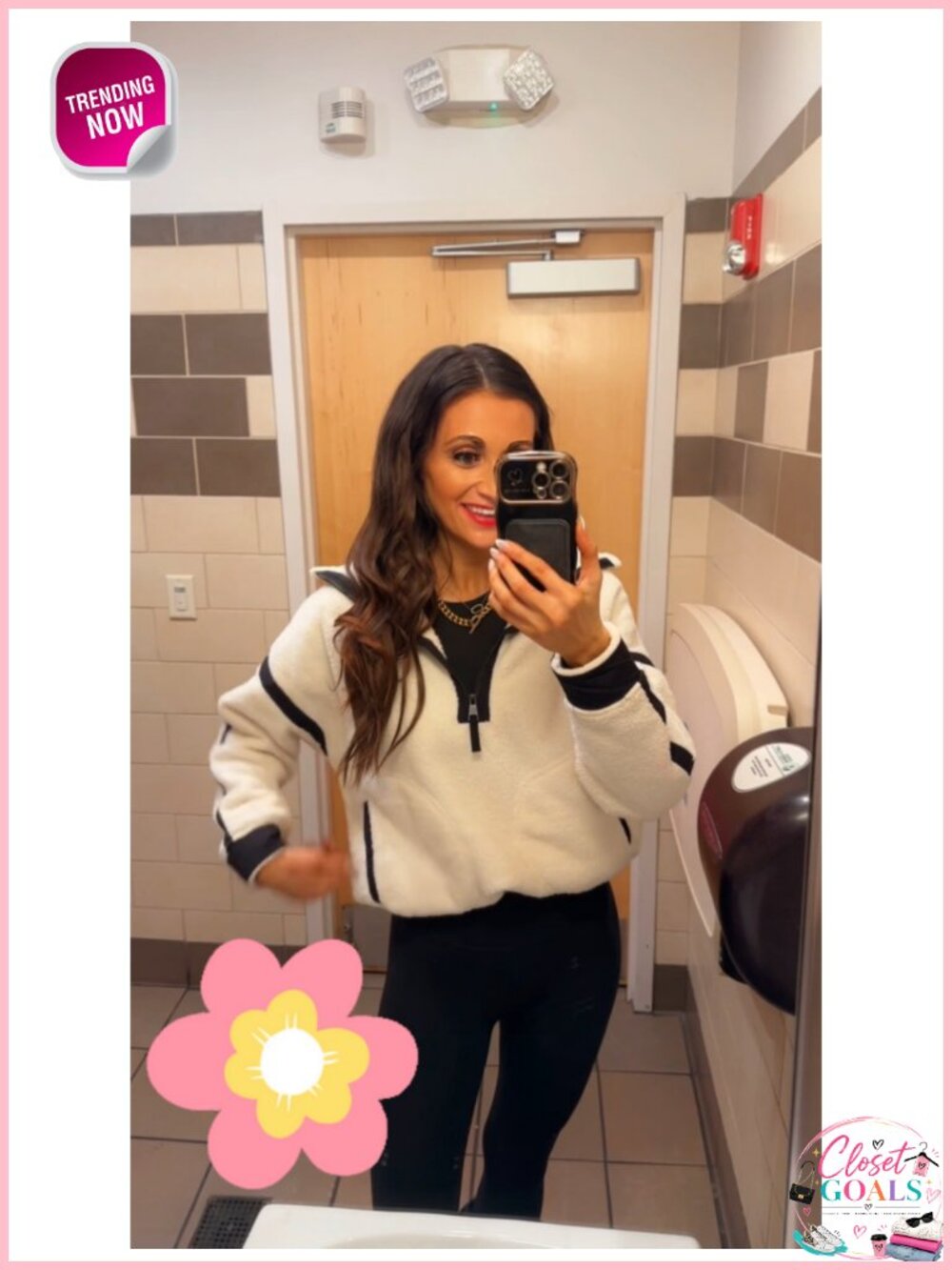 Fleece Half Zip Pullover Long Sleeve Oversized Workout Crop Top Hoodie - Picture 6 of 6